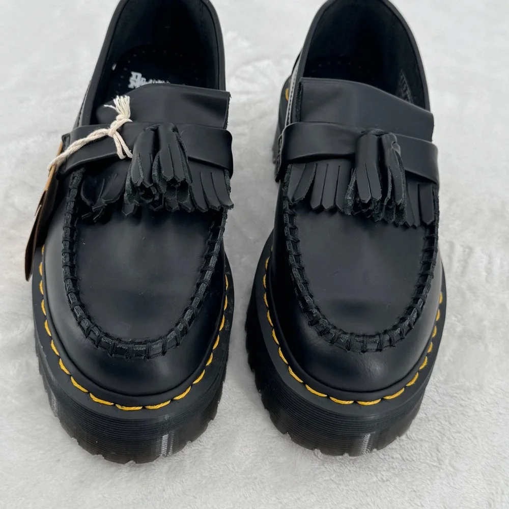 Dr Martens Adrian Quad Kiltie Platform Loafers Black Leather Womens 6 Retro Vibe - Picture 2 of 8